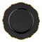 Black with Gold Rim Round Blossom Disposable Plastic Appetizer/Salad Plates - 7.5" (120 Plates)